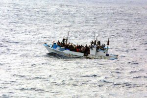 A distressed vessel discovered by the US Navy (USN) Oliver Hazard Perry Class Guided Missile Frigate USS RENTZ (FFG 46) 300 miles from shore with 90 people on board, including women and children. The RENTZ provided assistance and took the Ecuadorian citizens to Guatemala, from where they would be repatriated. (SUBSTANDARD)